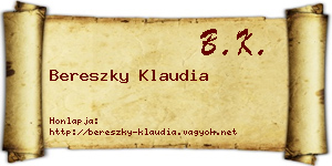 Bereszky Klaudia névjegykártya